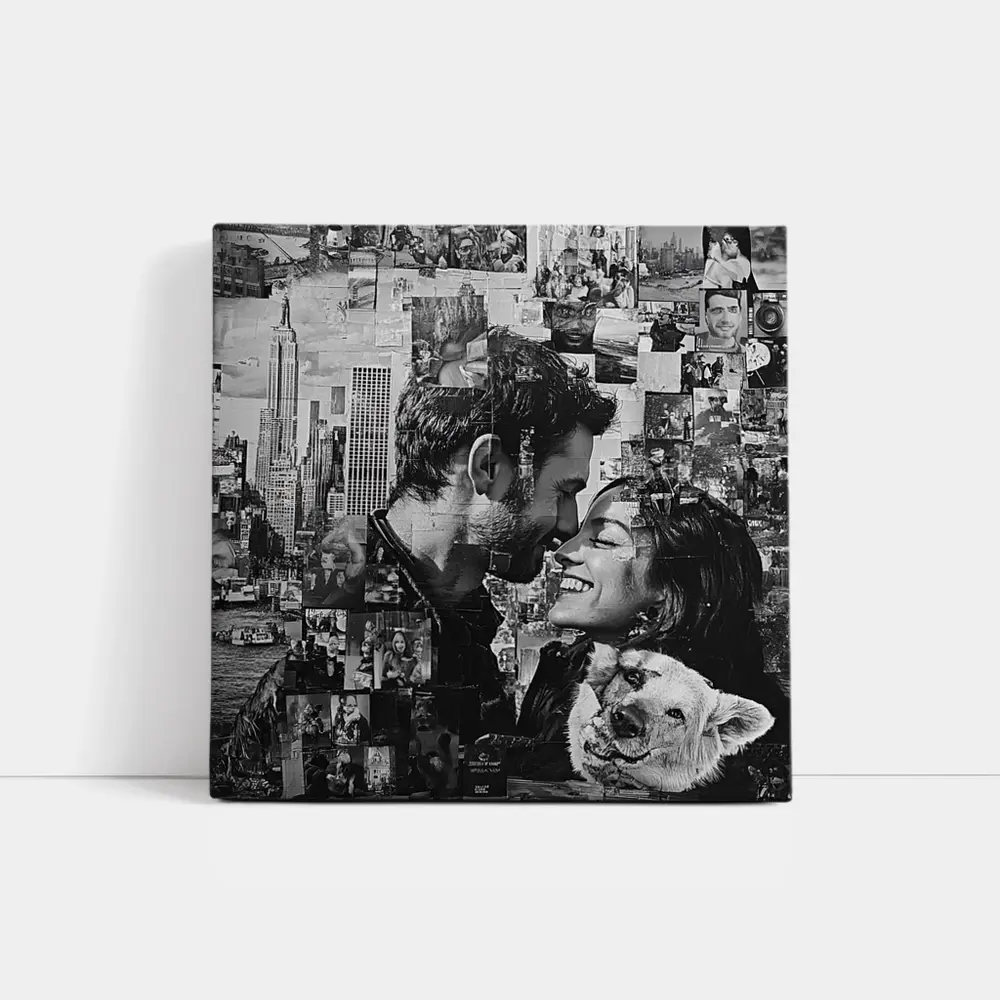 Couple Collage Black White New York City – Wall Art