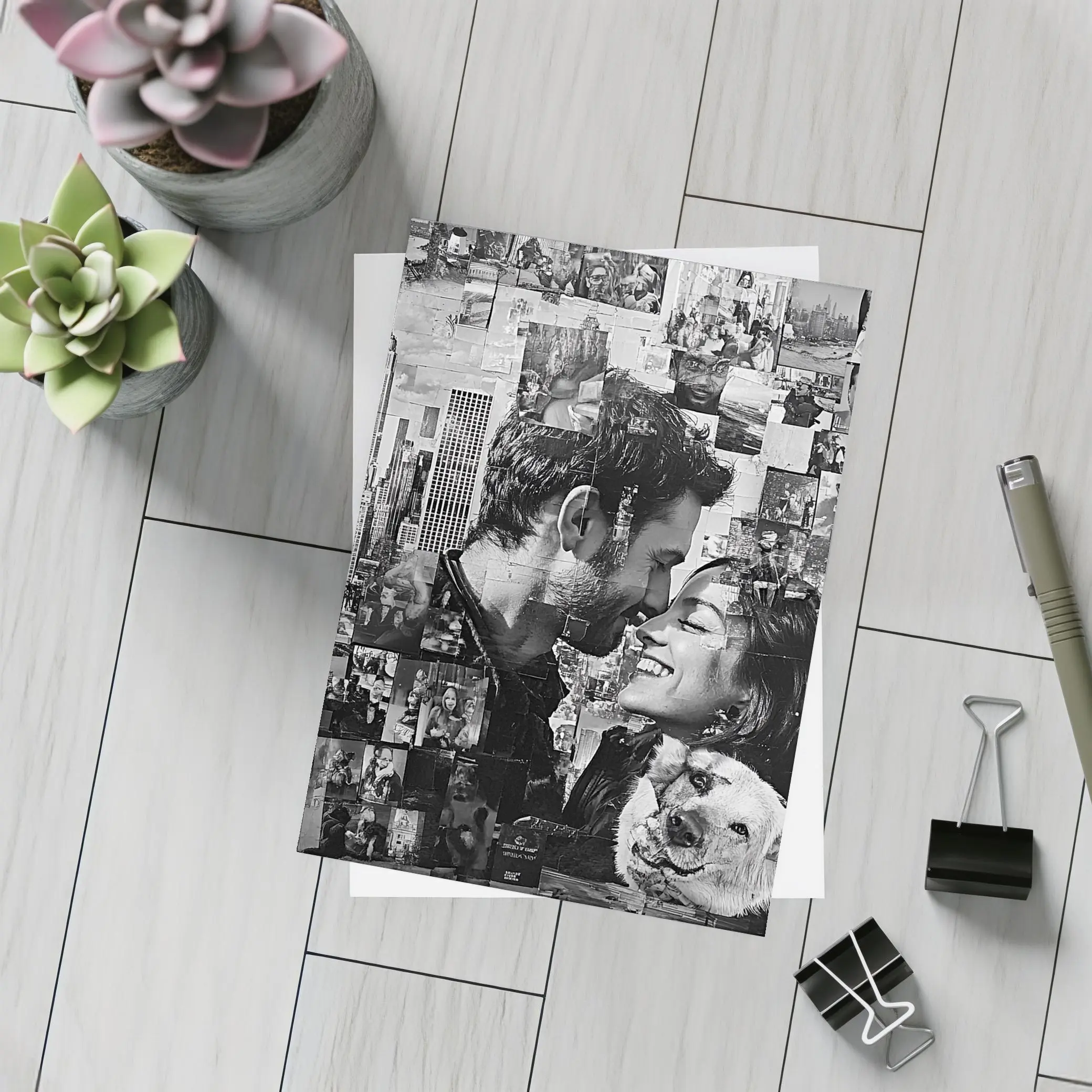 Couple Collage Black White New York City – Postcards