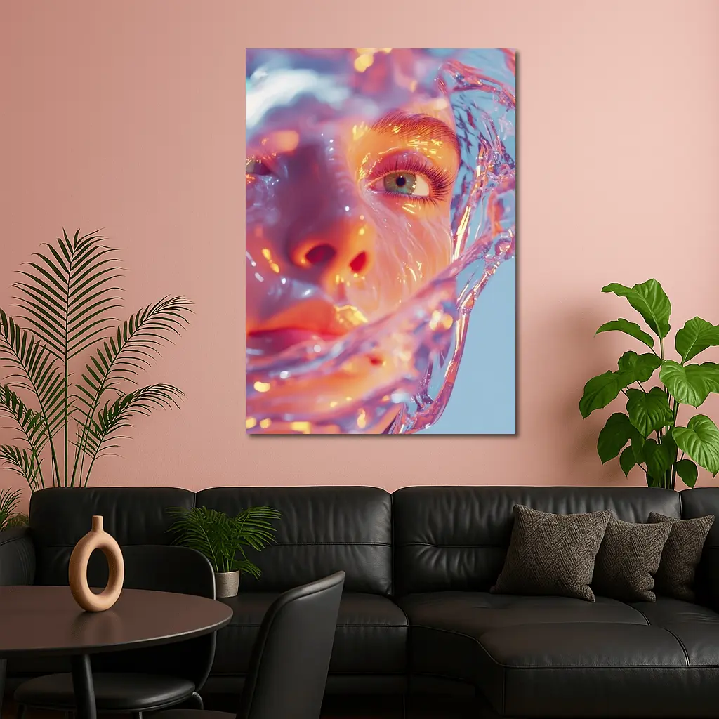 Surreal Female Face Wrapped In Glass – Wall Art
