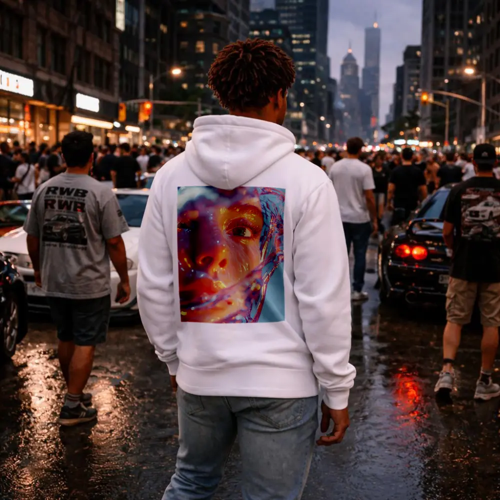 Surreal Female Face Wrapped In Glass – Hoodies