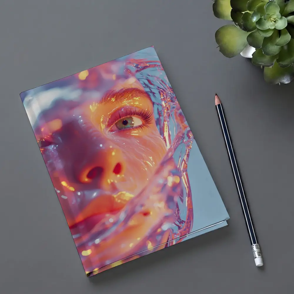 Surreal Female Face Wrapped In Glass – Notebooks