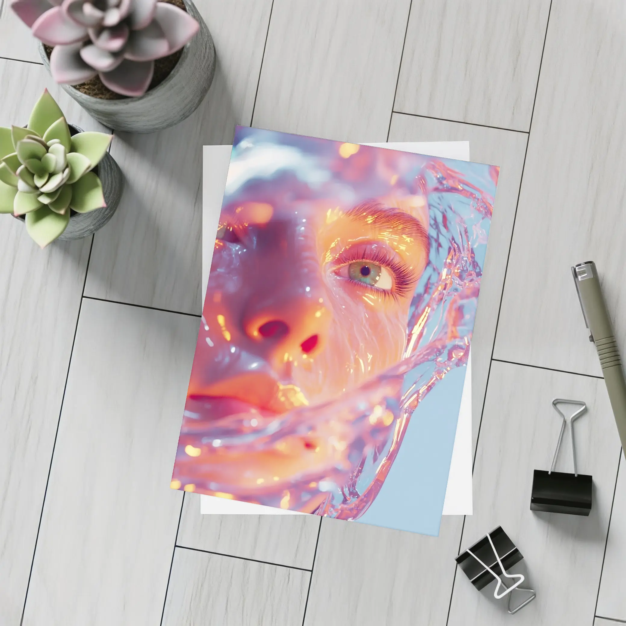 Surreal Female Face Wrapped In Glass – Postcards