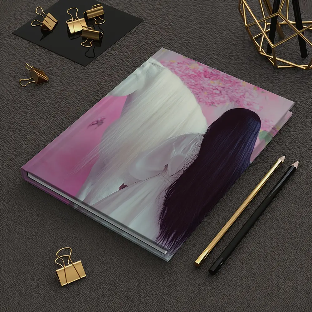 White Horse Woman Pink Floral Background – Notebooks