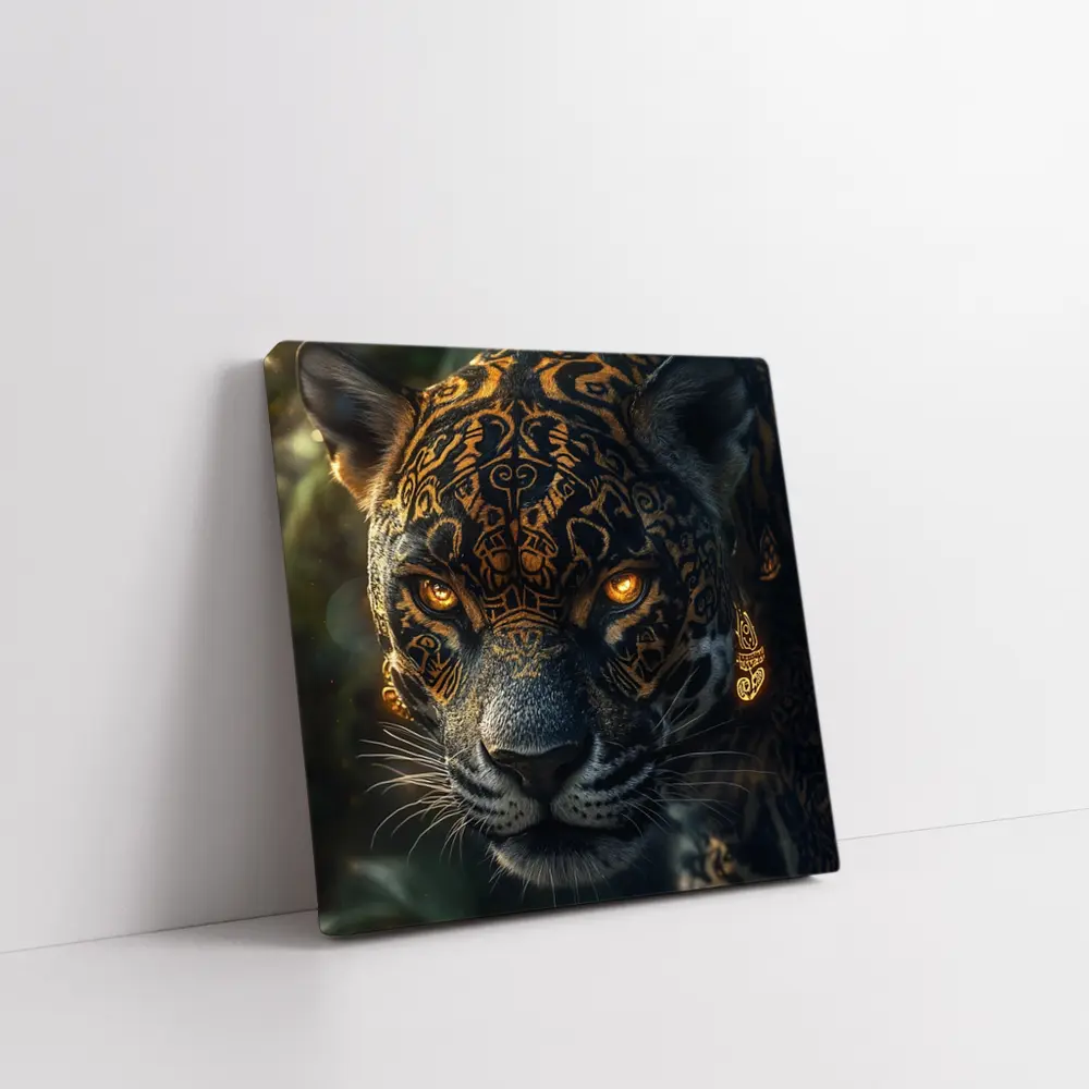 Black Jaguar Gold Tribal Markings Jungle – Wall Art