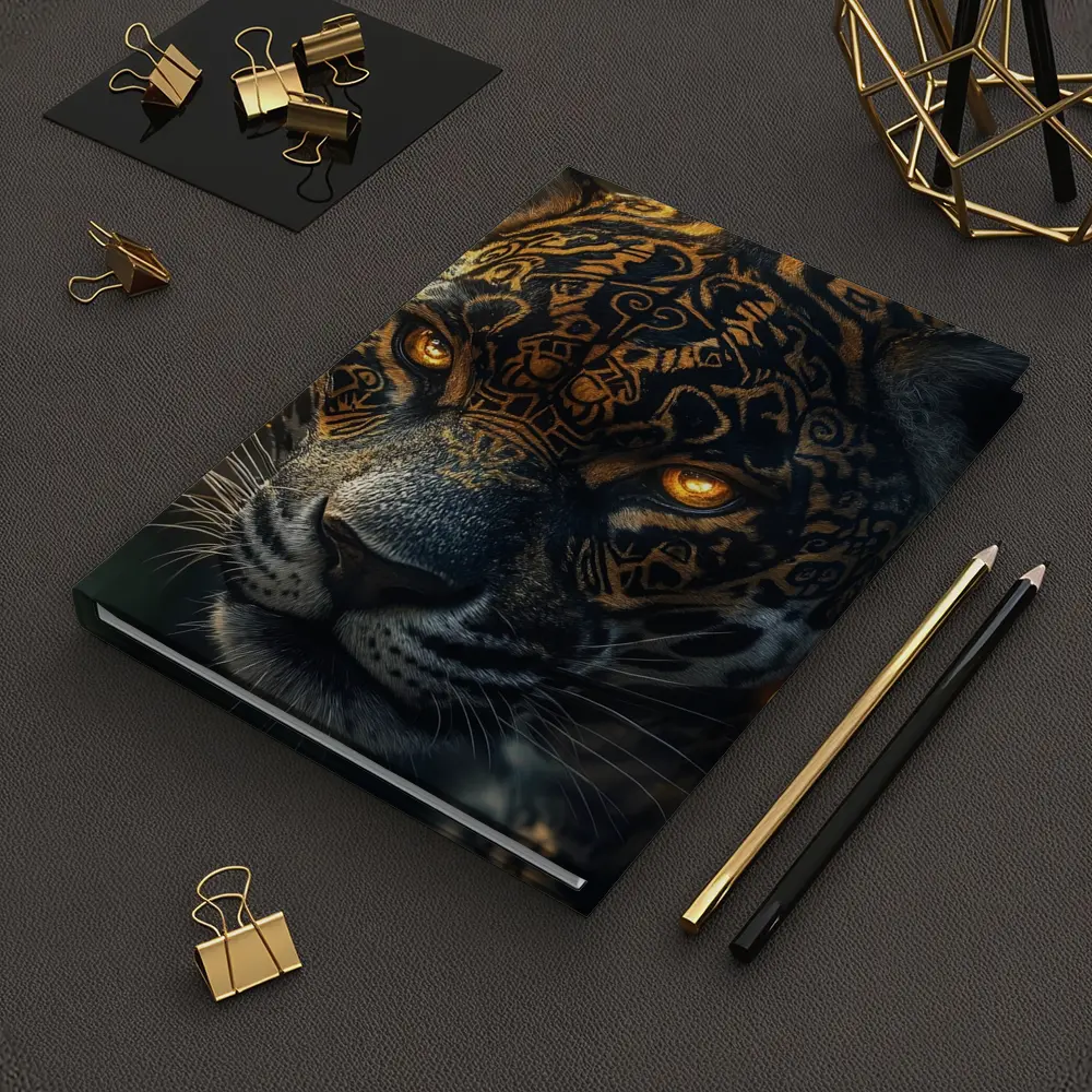 Black Jaguar Gold Tribal Markings Jungle – Notebooks
