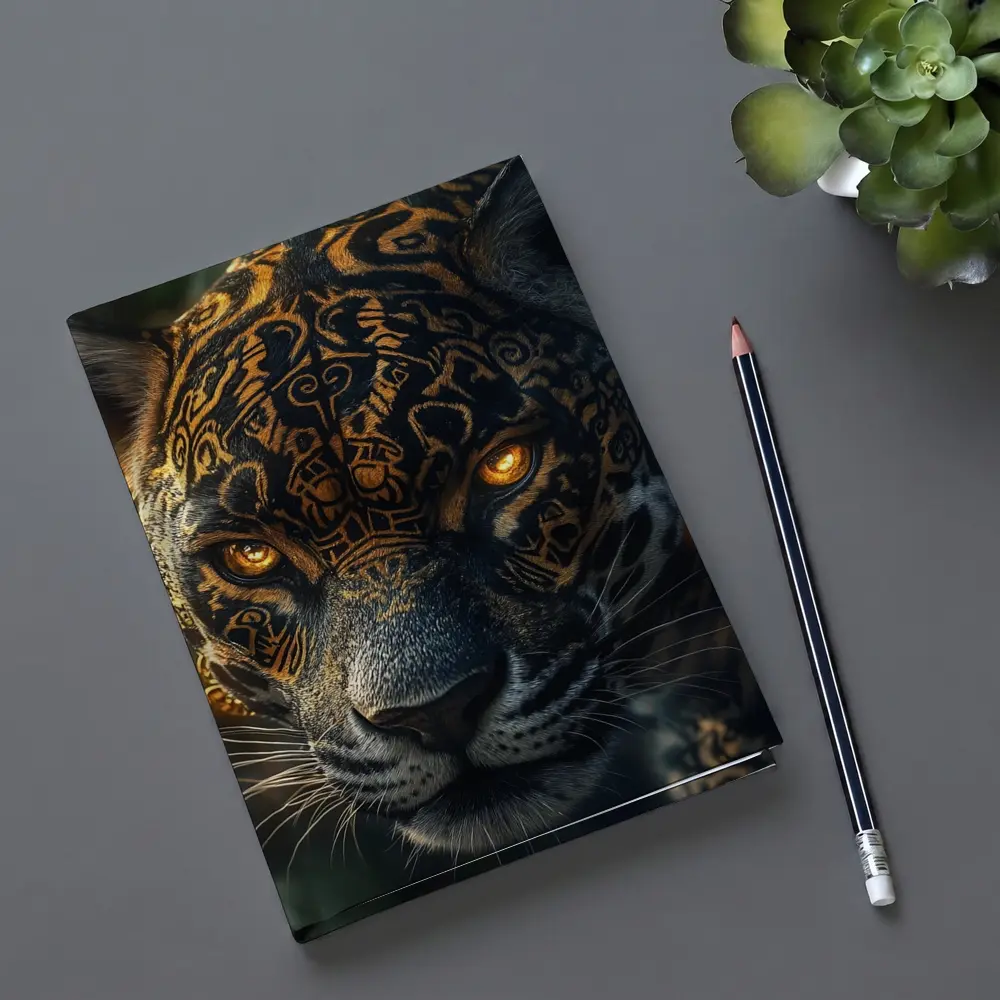 Black Jaguar Gold Tribal Markings Jungle – Notebooks