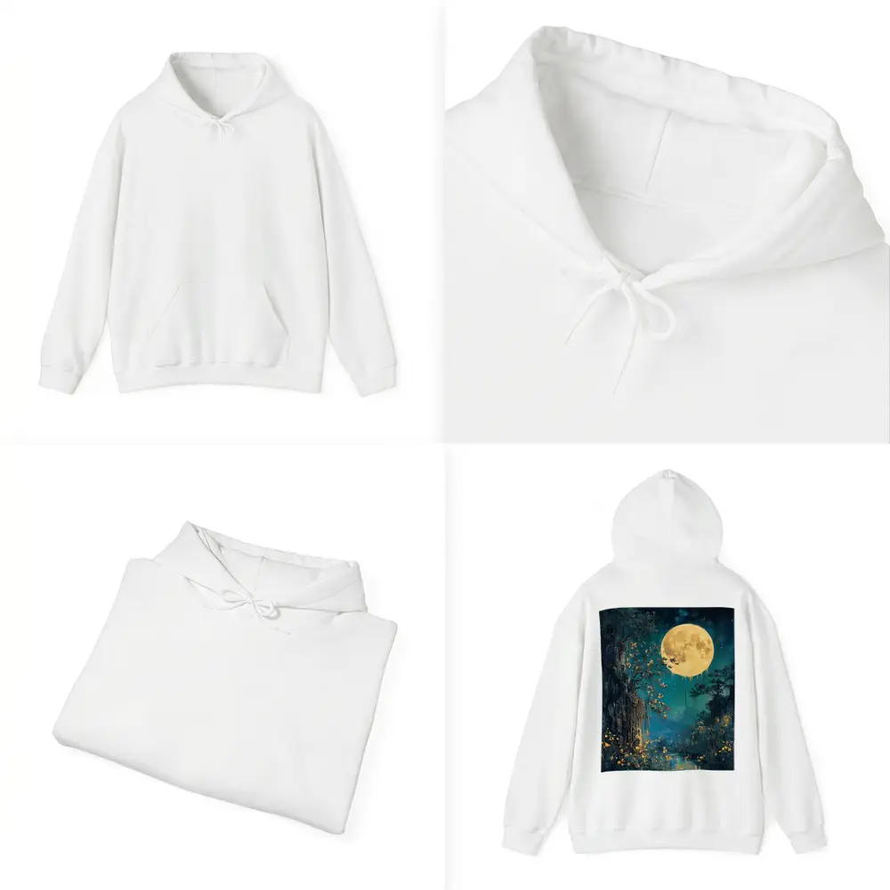 Full Moon Night Fantasy Forest Painting – Hoodies
