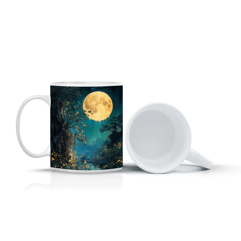 Full Moon Night Fantasy Forest Painting – Mugs