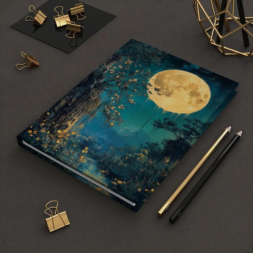 Full Moon Night Fantasy Forest Painting – Notebooks