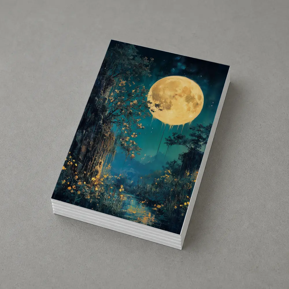 Full Moon Night Fantasy Forest Painting – Postcards