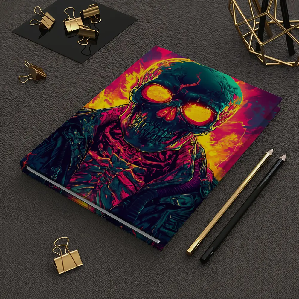 Glowing Skull Neon Fire Dark Art – Notebooks