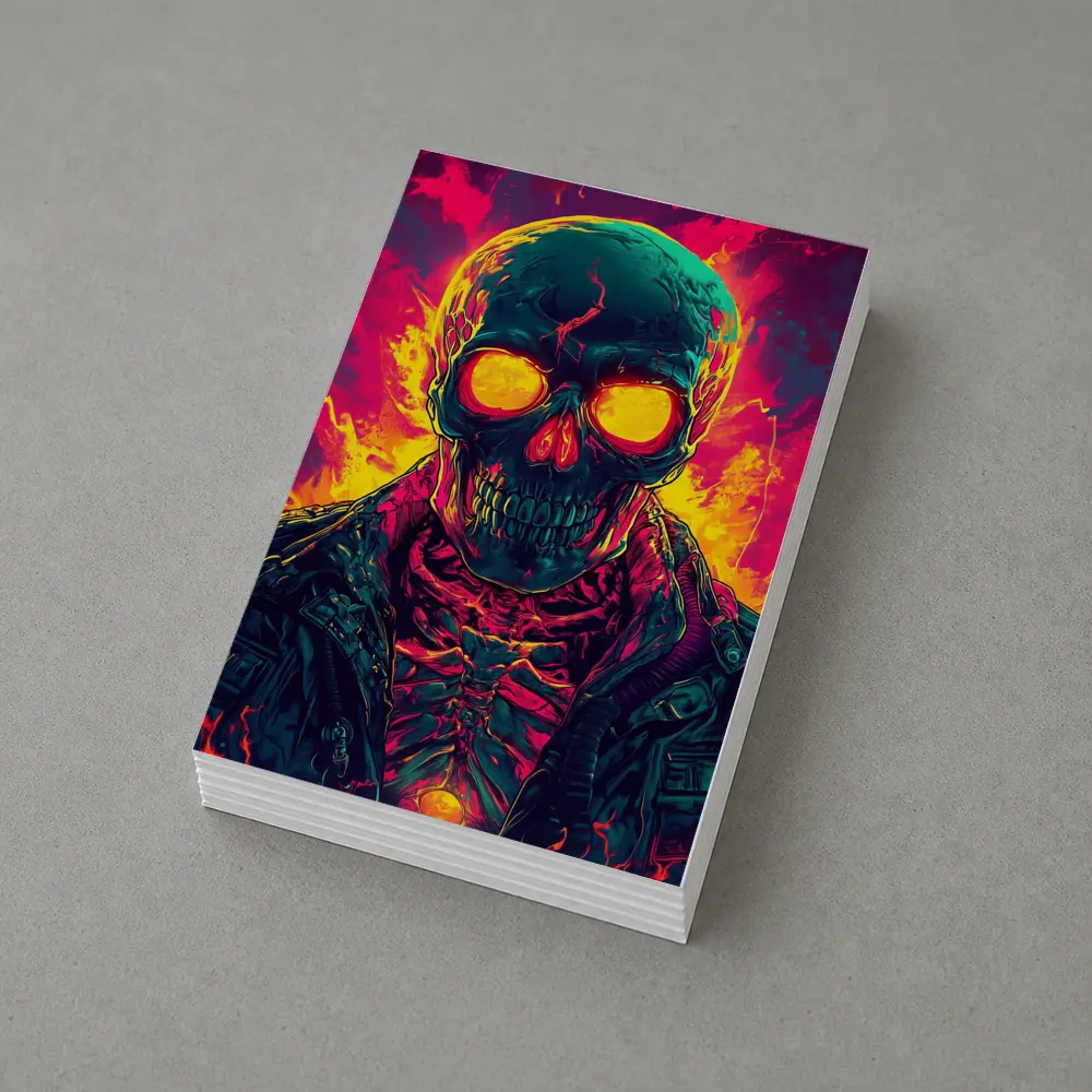 Glowing Skull Neon Fire Dark Art – Postcards