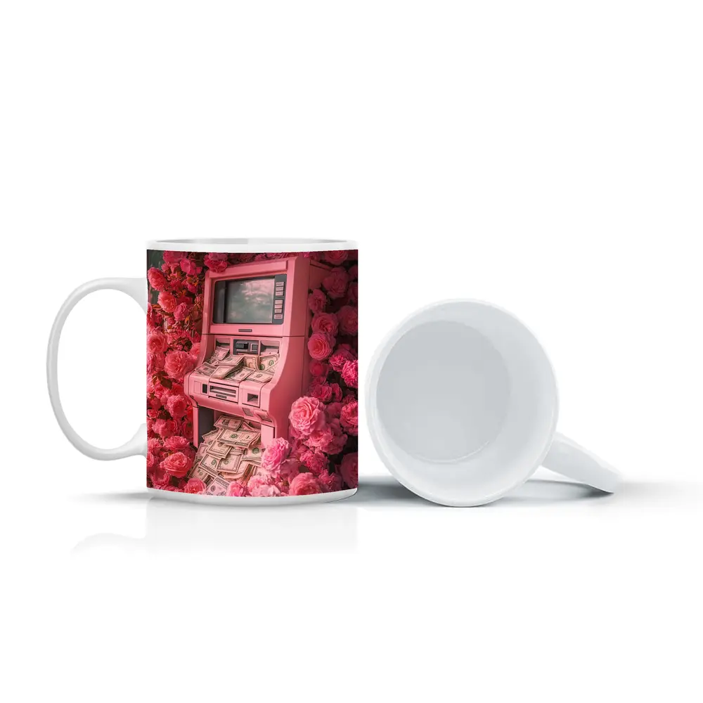 Pink ATM Machine Overflowing With Cash Roses – Mugs