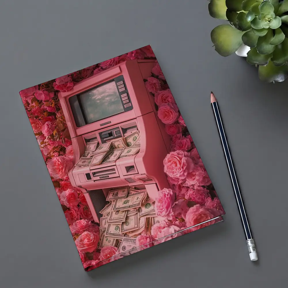 Pink ATM Machine Overflowing With Cash Roses – Notebooks