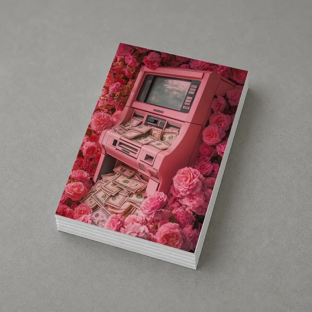Pink ATM Machine Overflowing With Cash Roses – Postcards