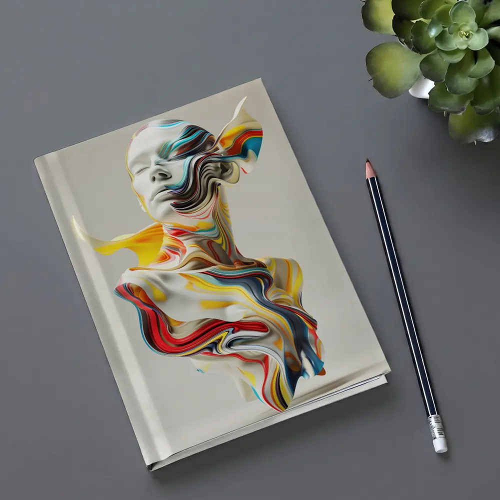 Abstract Colorful Swirling Human Bust Sculpture – Notebooks