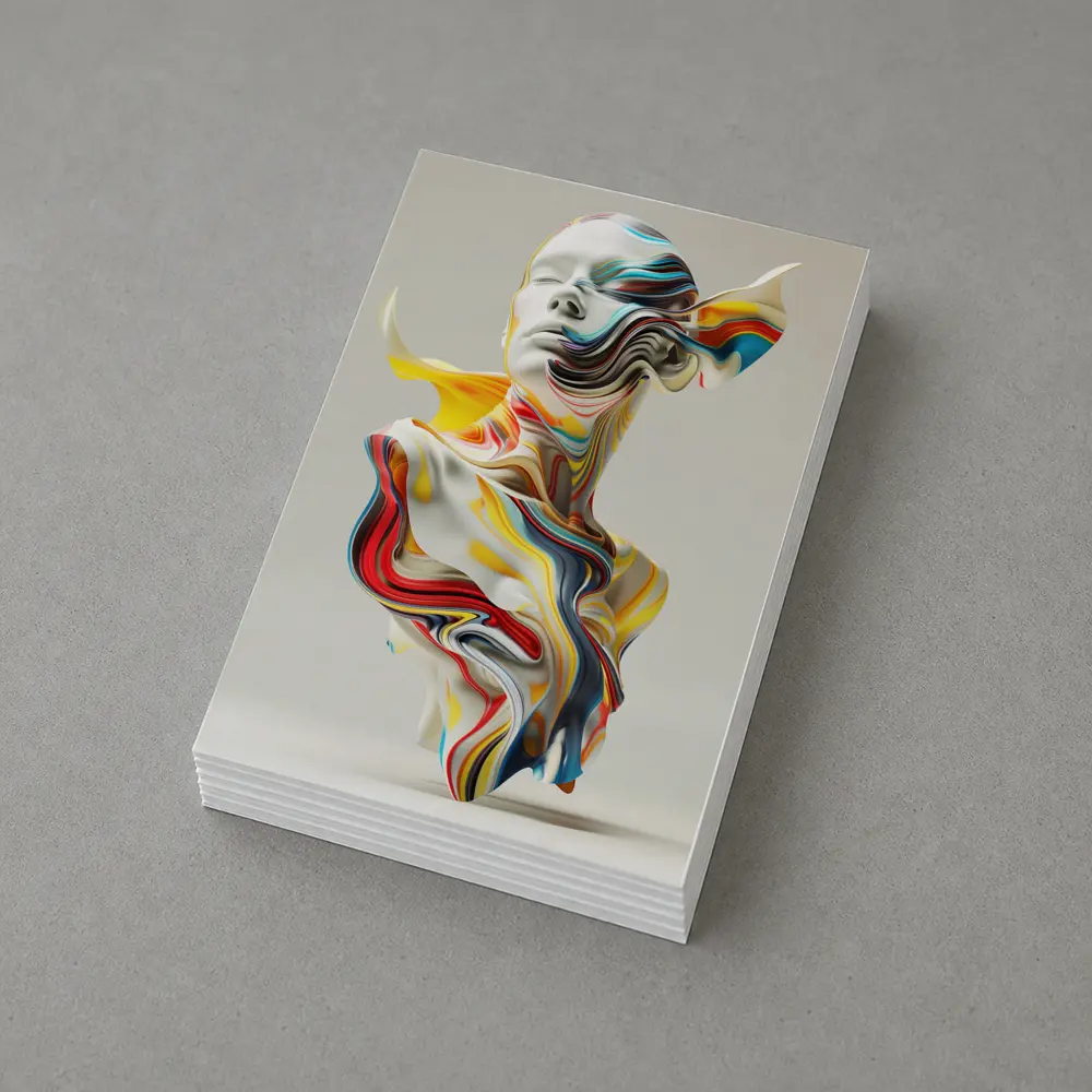 Abstract Colorful Swirling Human Bust Sculpture – Postcards