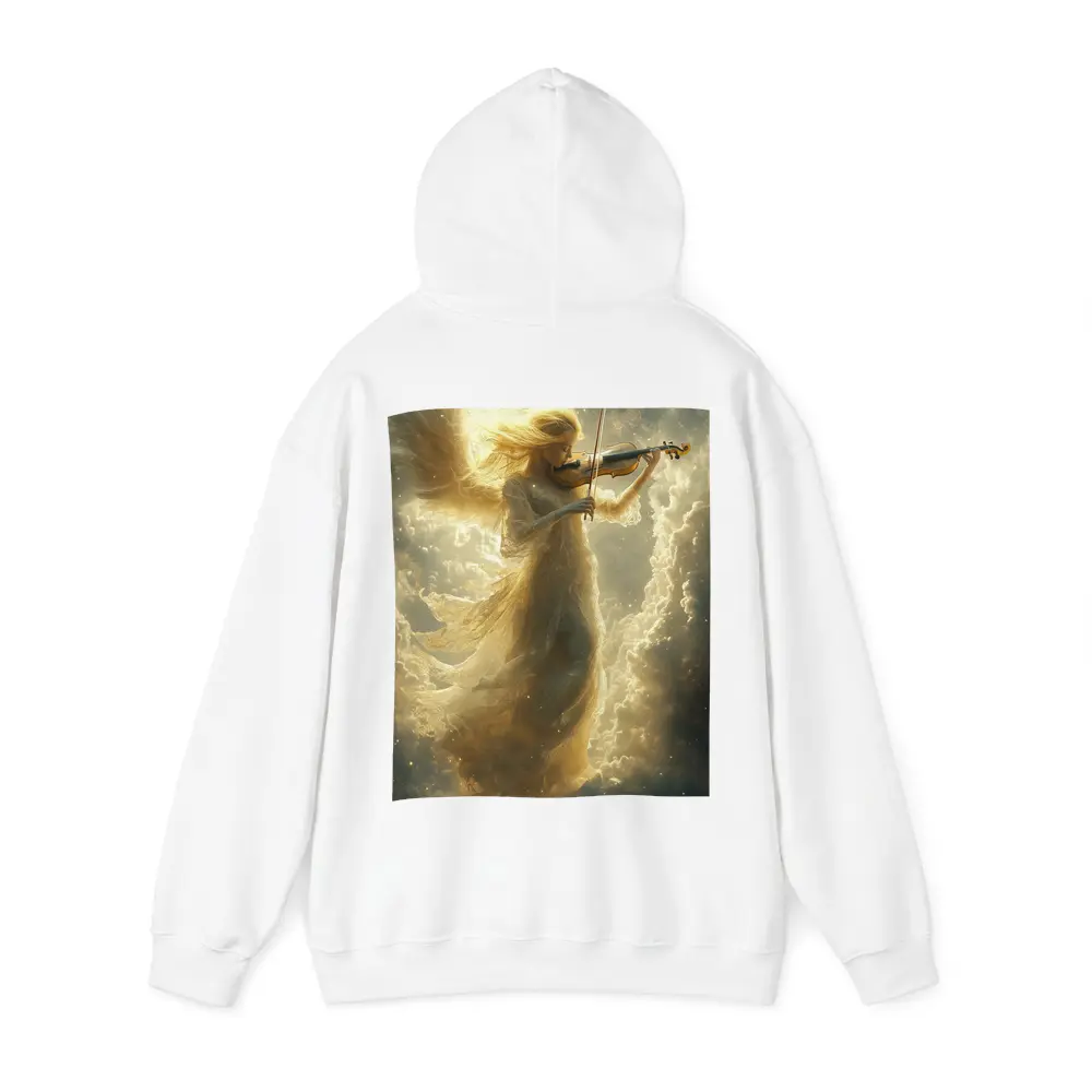Angel Playing Violin Among Golden Clouds – Hoodies