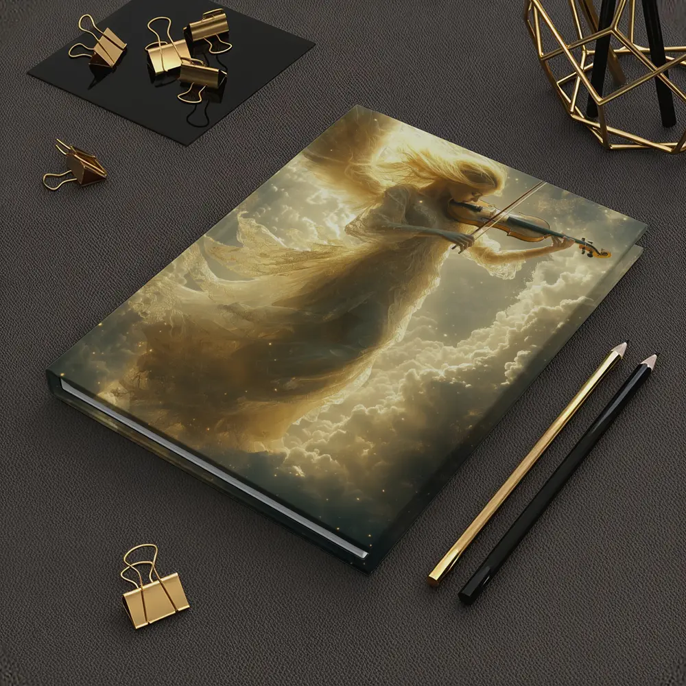 Angel Playing Violin Among Golden Clouds – Notebooks