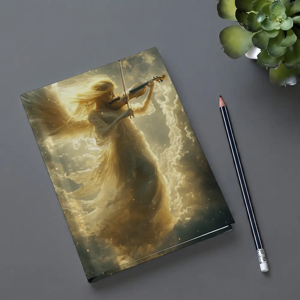 Angel Playing Violin Among Golden Clouds – Notebooks
