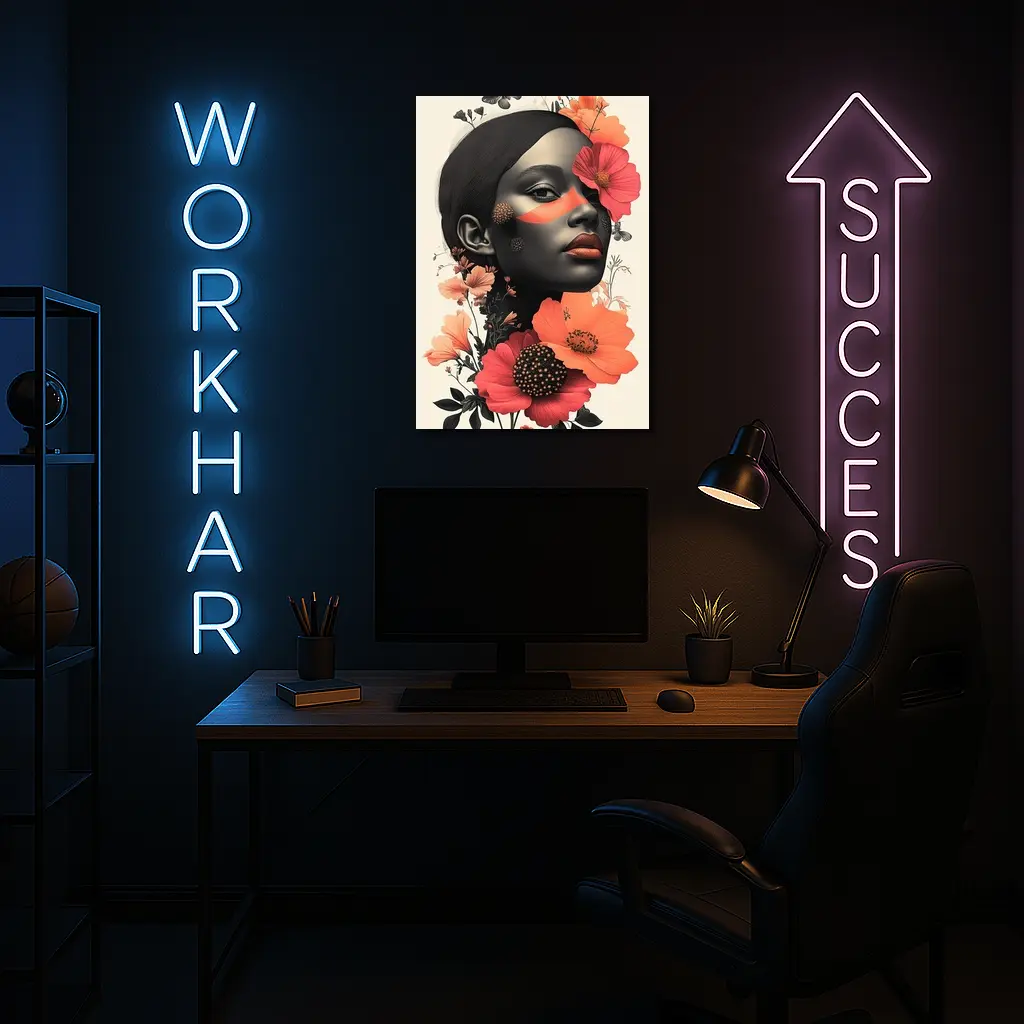 Black Woman Portrait Floral Collage Art – Wall Art