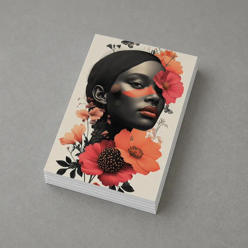 Black Woman Portrait Floral Collage Art – Postcards
