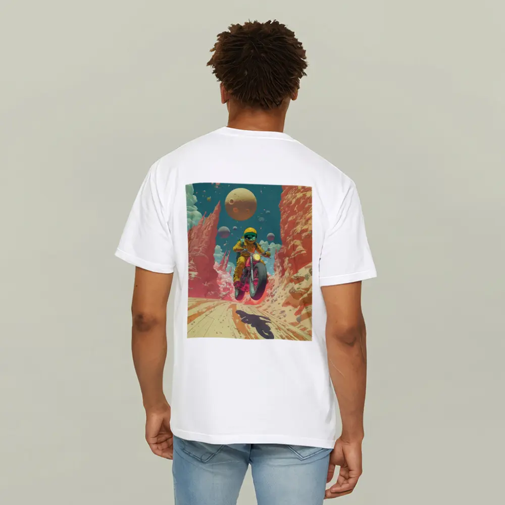 Astronaut Riding Motorcycle Alien Desert Space – T-Shirts