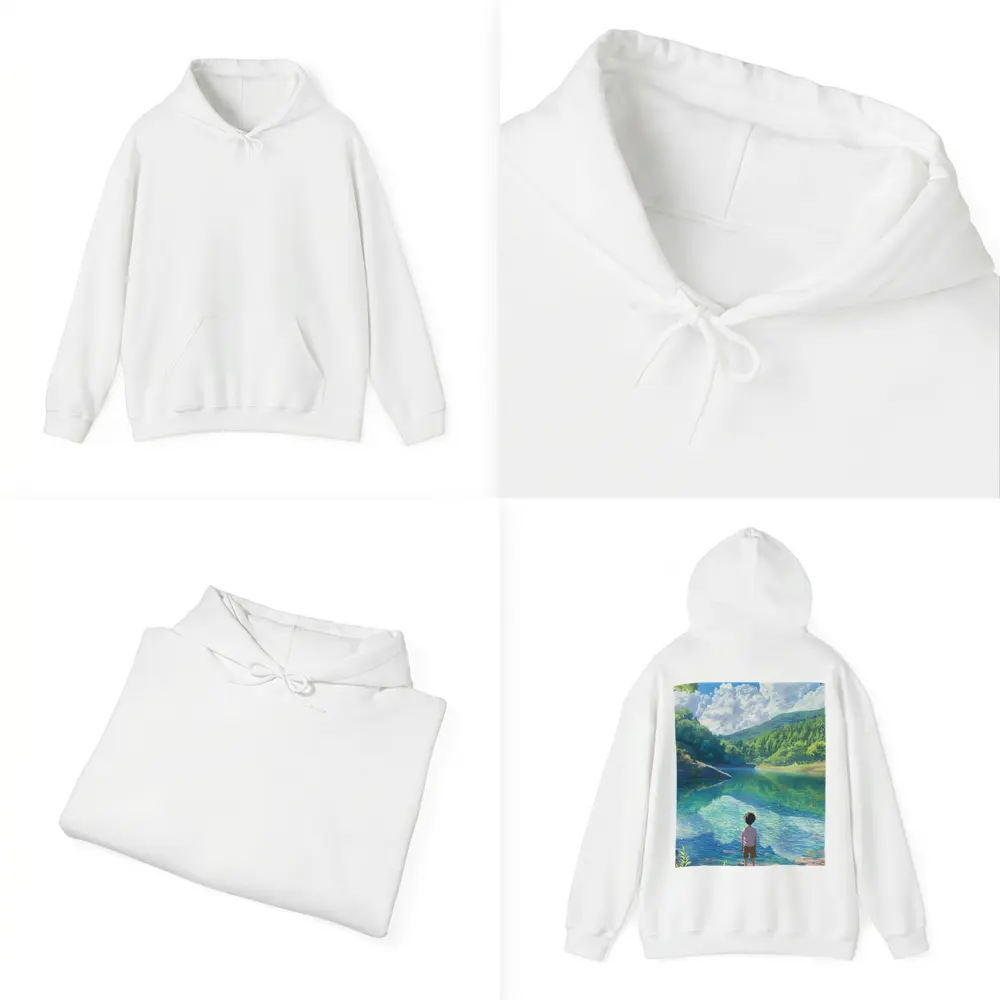 Anime Boy Standing By Serene Forest Lake – Hoodies