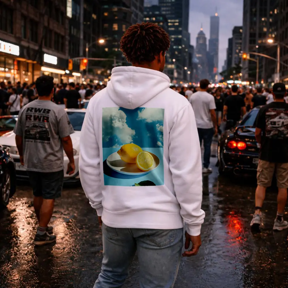 Fresh Lemons On Plate Blue Sky – Hoodies