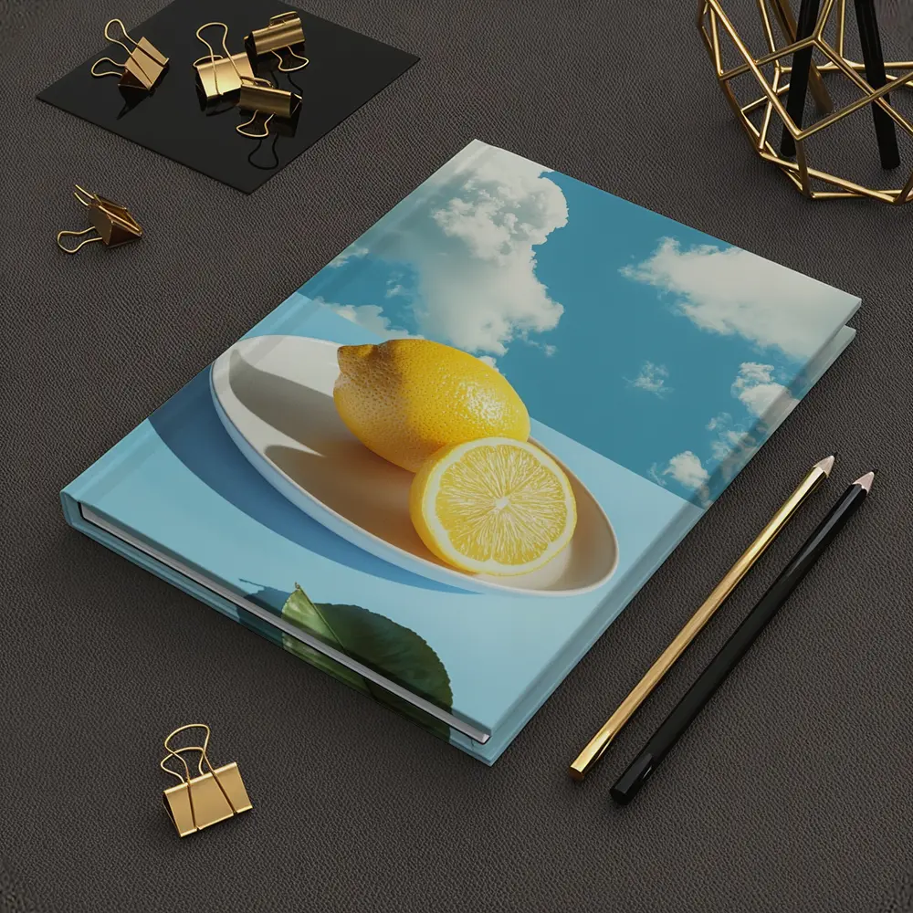 Fresh Lemons On Plate Blue Sky – Notebooks