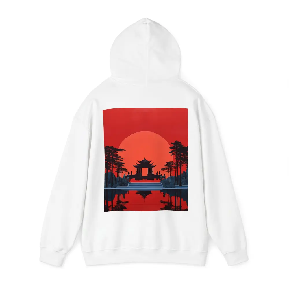 Chinese Pagoda Red Sun Reflection Art – Hoodies