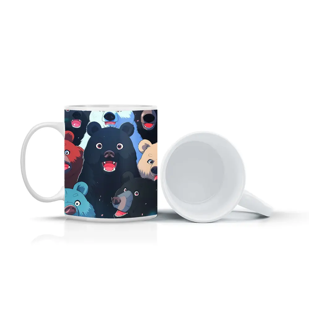 Anime Bears Crowd Dark Background Art – Mugs