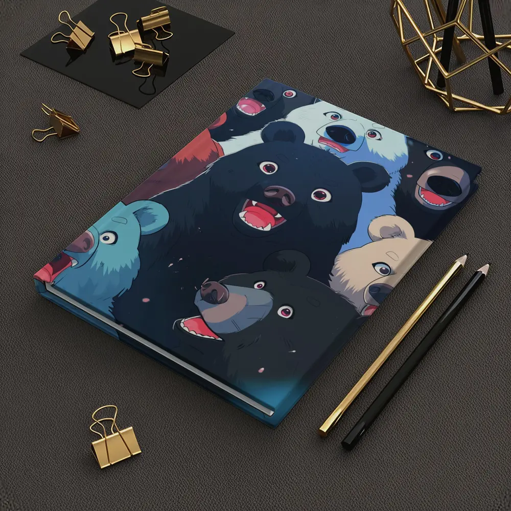Anime Bears Crowd Dark Background Art – Notebooks