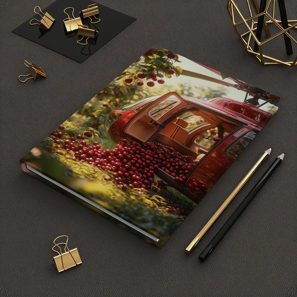 Red Helicopter Overflowing With Cherries Orchard – Notebooks