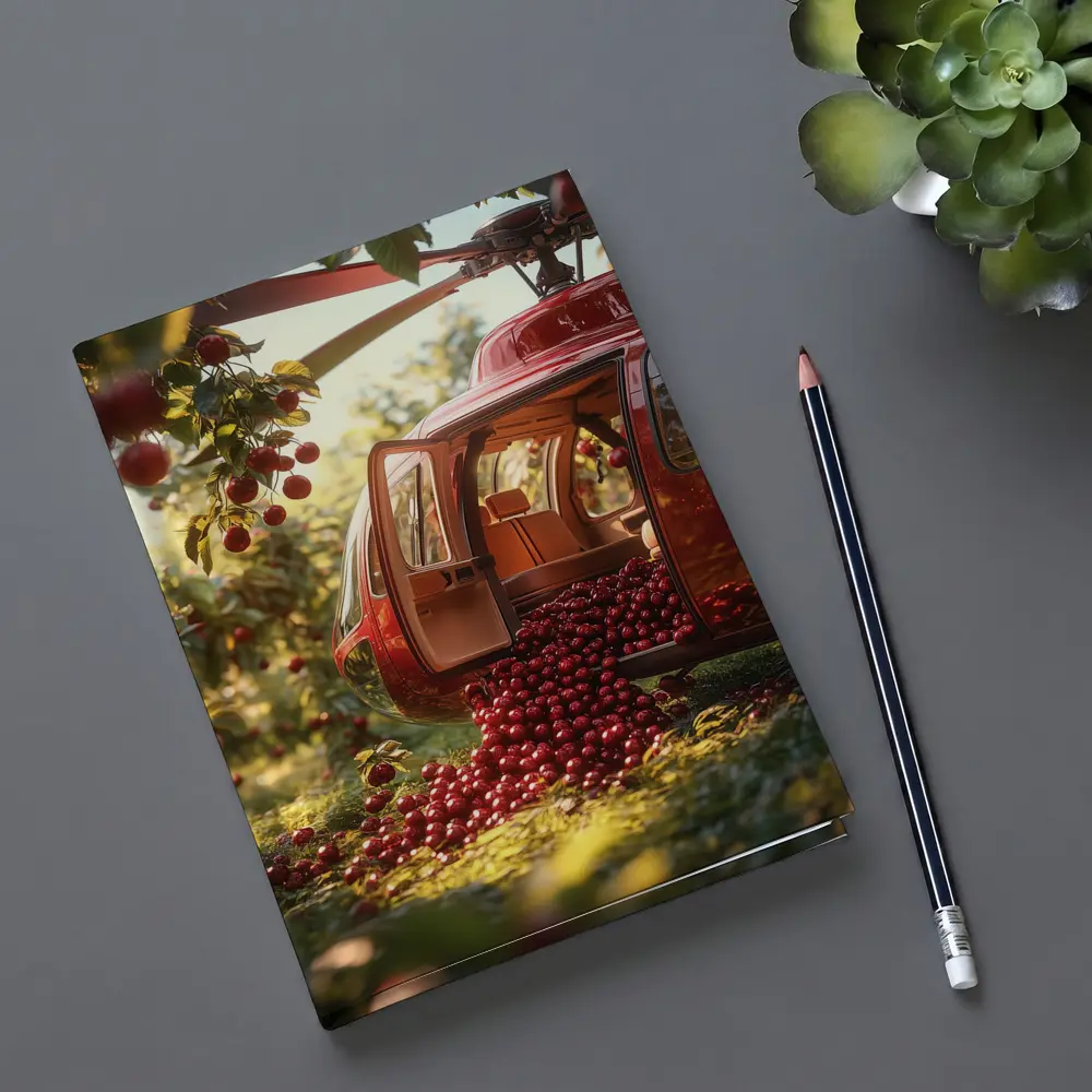 Red Helicopter Overflowing With Cherries Orchard – Notebooks
