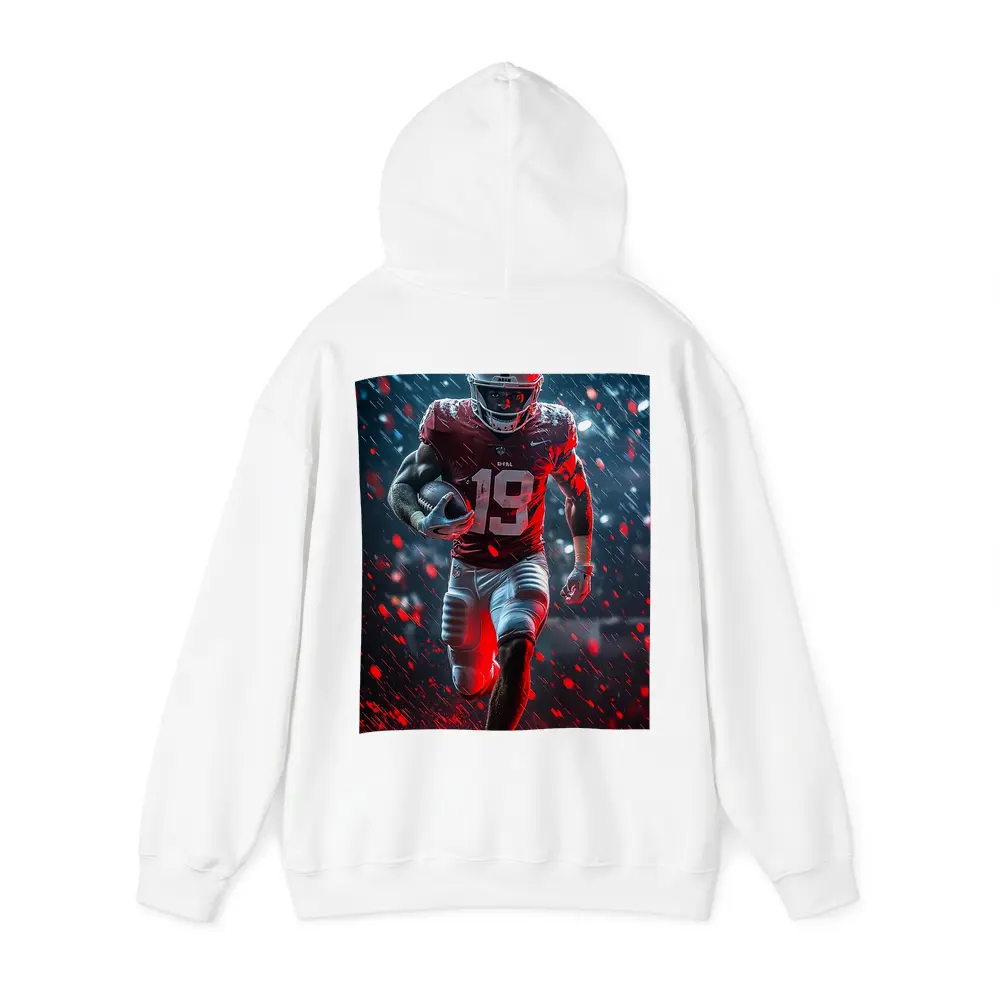 Football Player Running In Rain Neon Light – Hoodies
