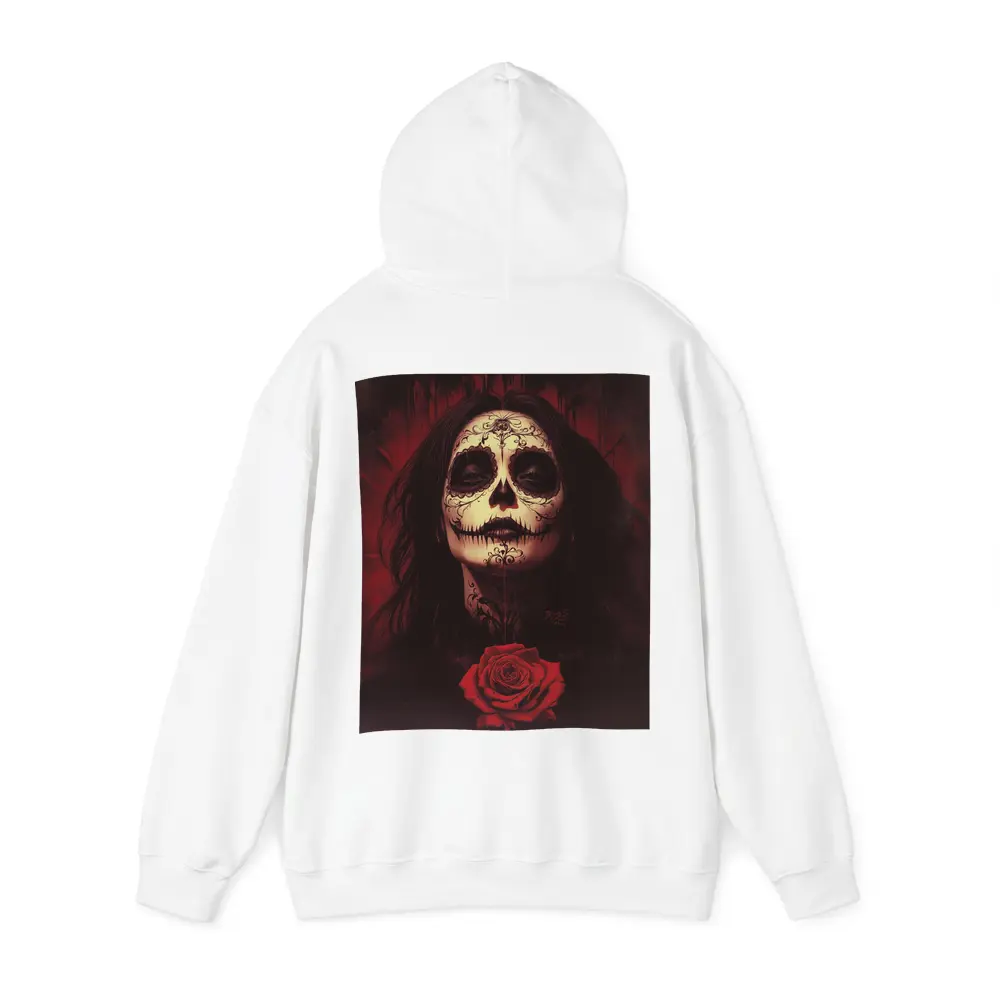 Sugar Skull Woman Dark Red Rose Art – Hoodies