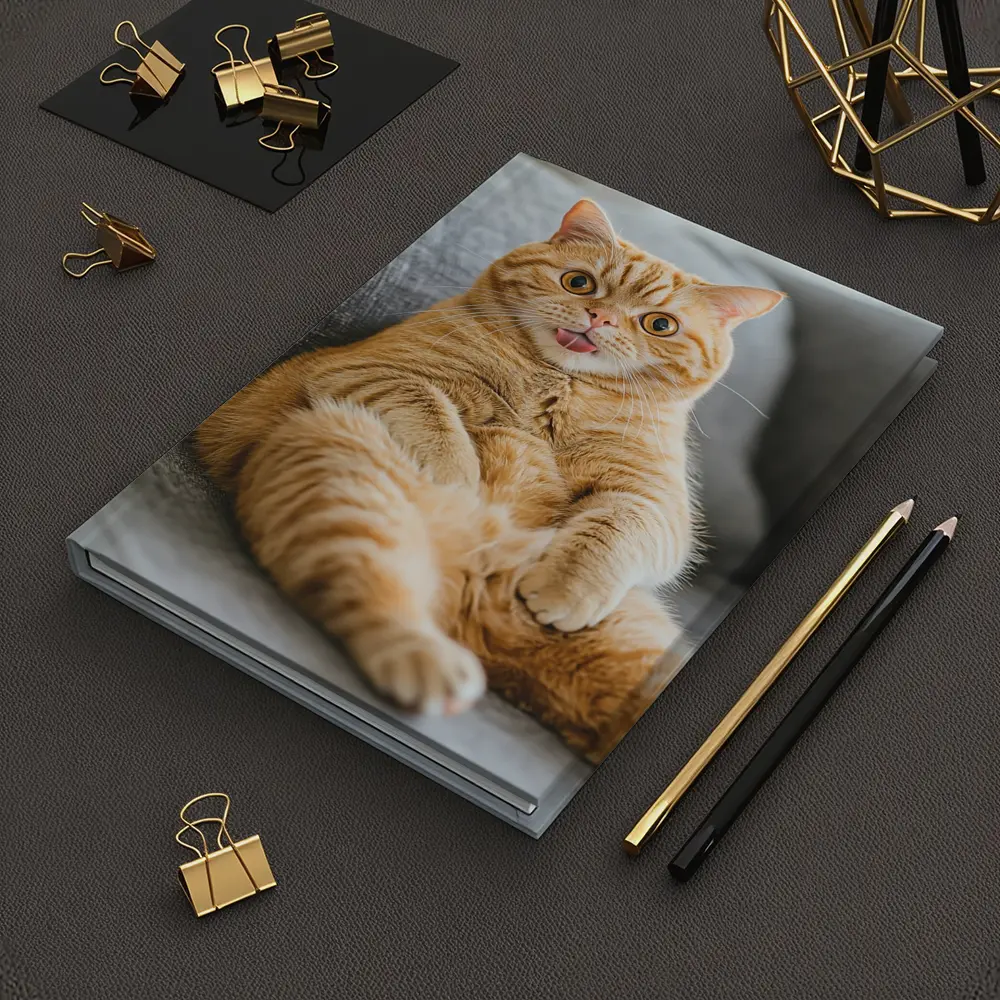 Funny Orange Tabby Cat on Gray Sofa – Notebooks