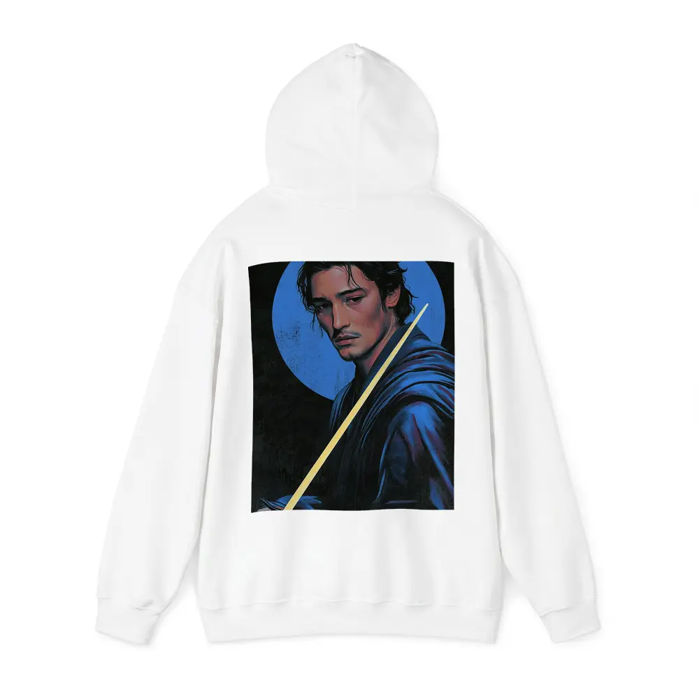 Young Warrior Holding Sword Blue Circle – Hoodies