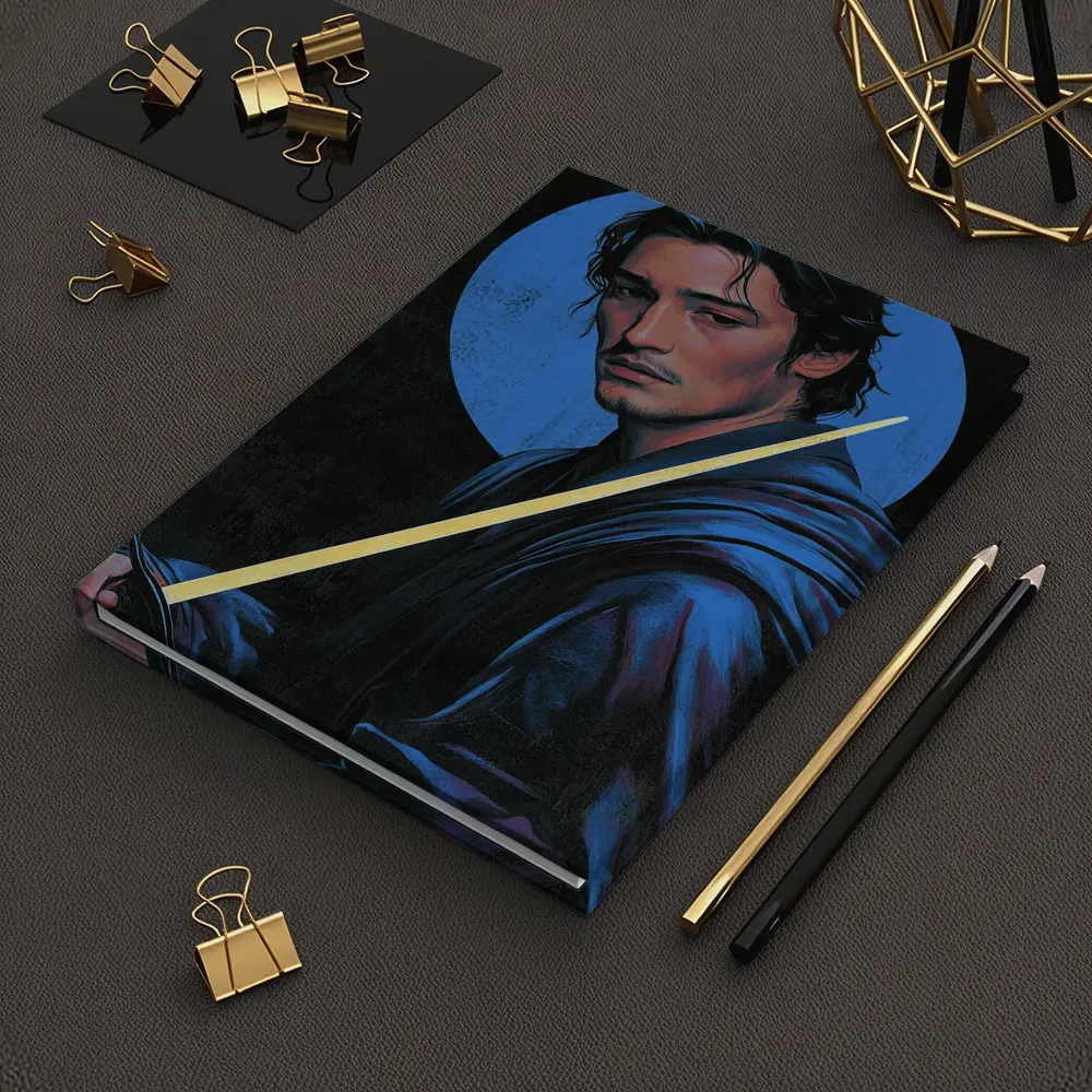 Young Warrior Holding Sword Blue Circle – Notebooks