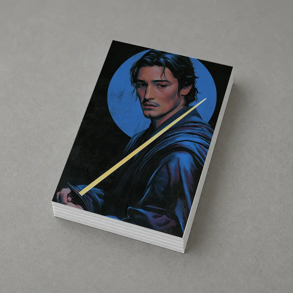 Young Warrior Holding Sword Blue Circle – Postcards