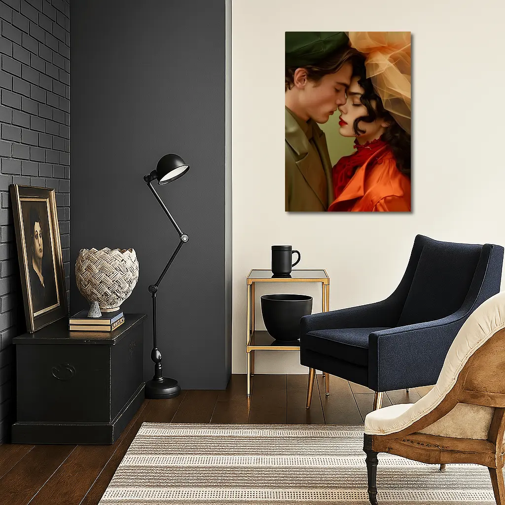 Romantic Couple Close Together Fashion Art – Wall Art