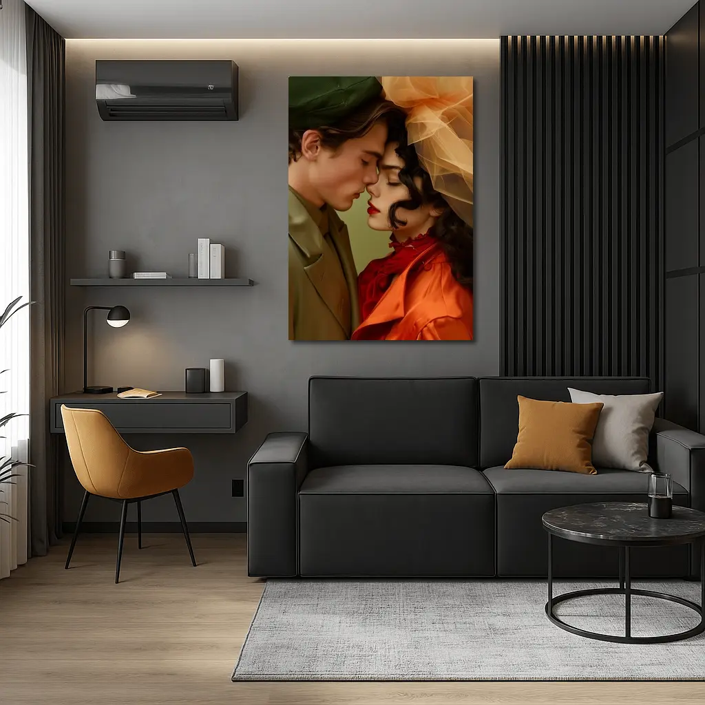 Romantic Couple Close Together Fashion Art – Wall Art