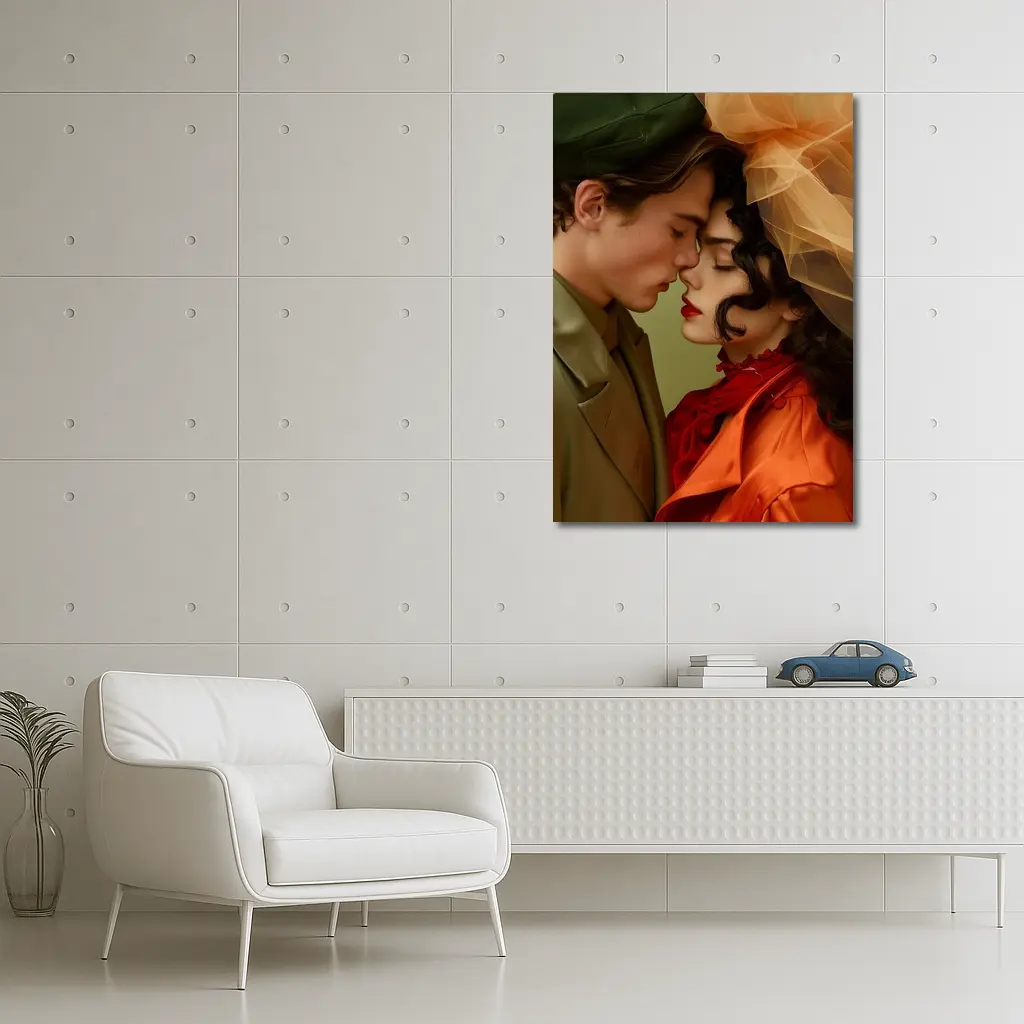 Romantic Couple Close Together Fashion Art – Wall Art