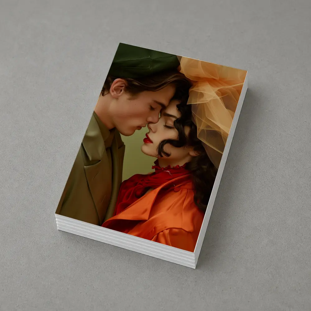 Romantic Couple Close Together Fashion Art – Postcards