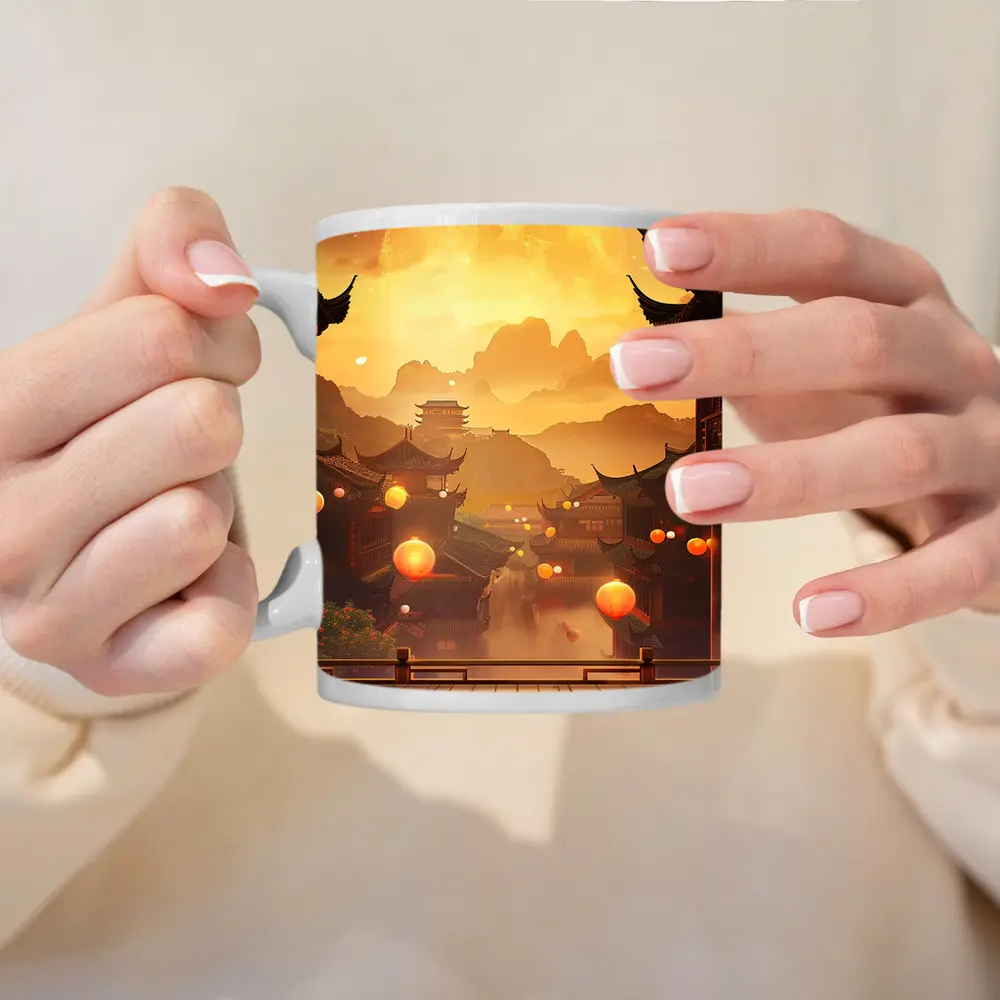 Chinese Lantern Festival Golden Moon Night – Mugs