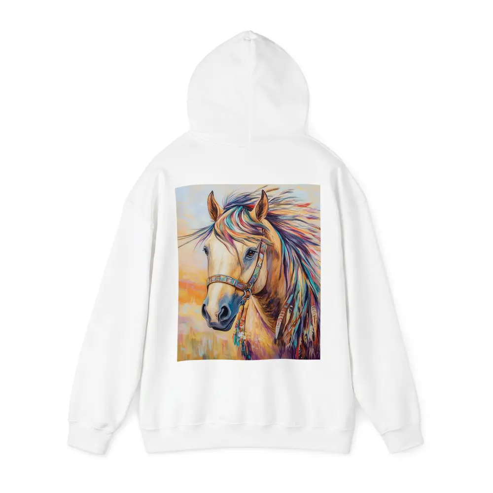 Colorful Native Horse Portrait Oil Painting – Hoodies