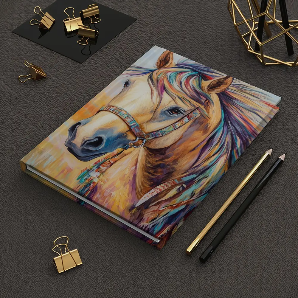 Colorful Native Horse Portrait Oil Painting – Notebooks