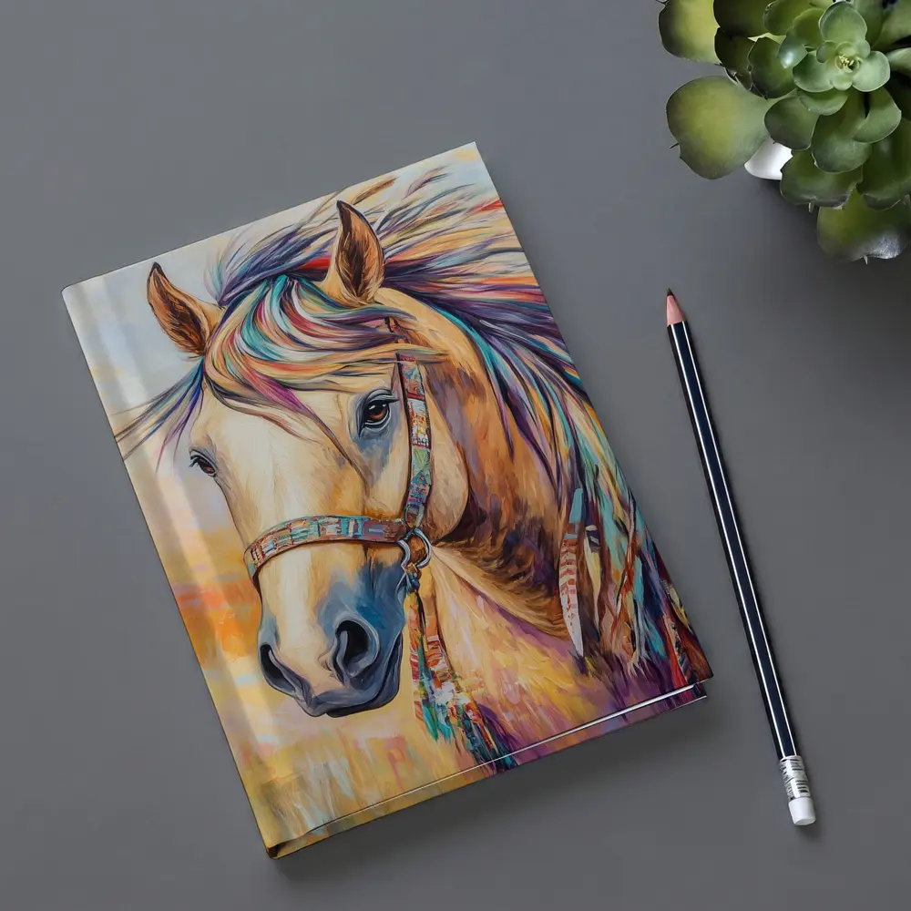 Colorful Native Horse Portrait Oil Painting – Notebooks