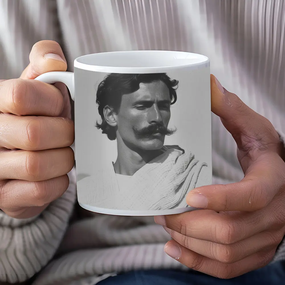 Man Portrait Black and White Minimal Photography – Mugs